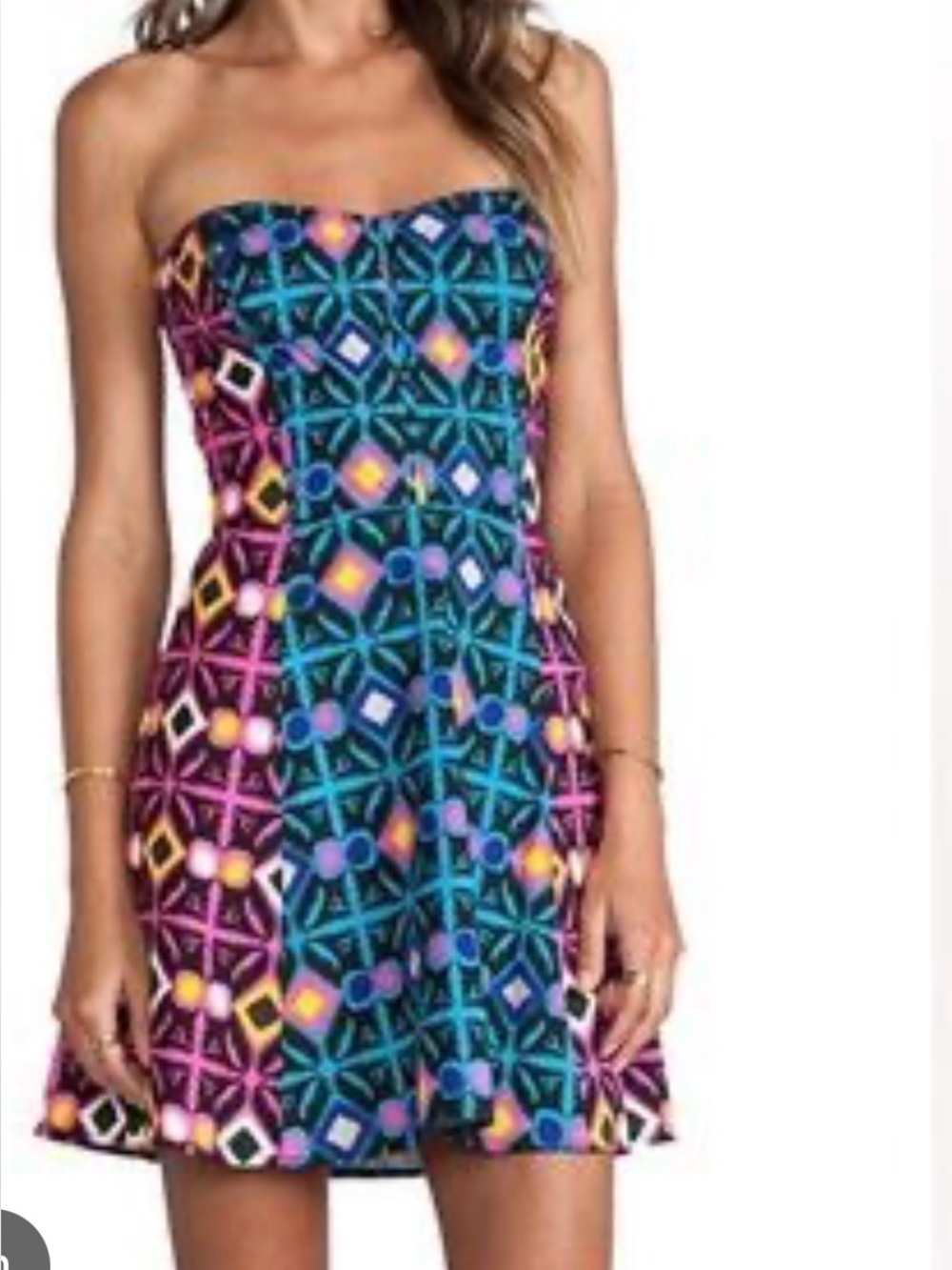 Mara Hoffman strapless quilted mini dress multicolor size 4